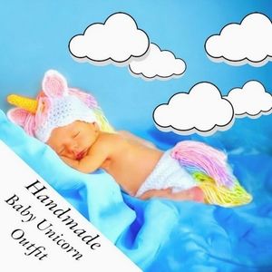 NWT Handmade 'Deep Magic' Crochet Baby Unicorn Outfit Size: 0-3 Months